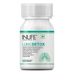 INLIFE Lung Detox Supplement, with Stinging Nettle, Echinacea, Quercetin, Mulethi, Curcumin, Bromelain, Supports Healthy Lungs - 60 Veg Capsules