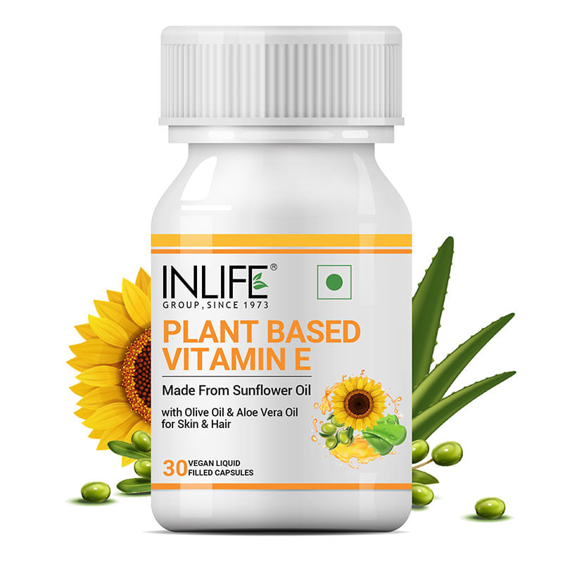 INLIFE Plant Based Natural Vitamin E Oil Capsules for Face and Hair