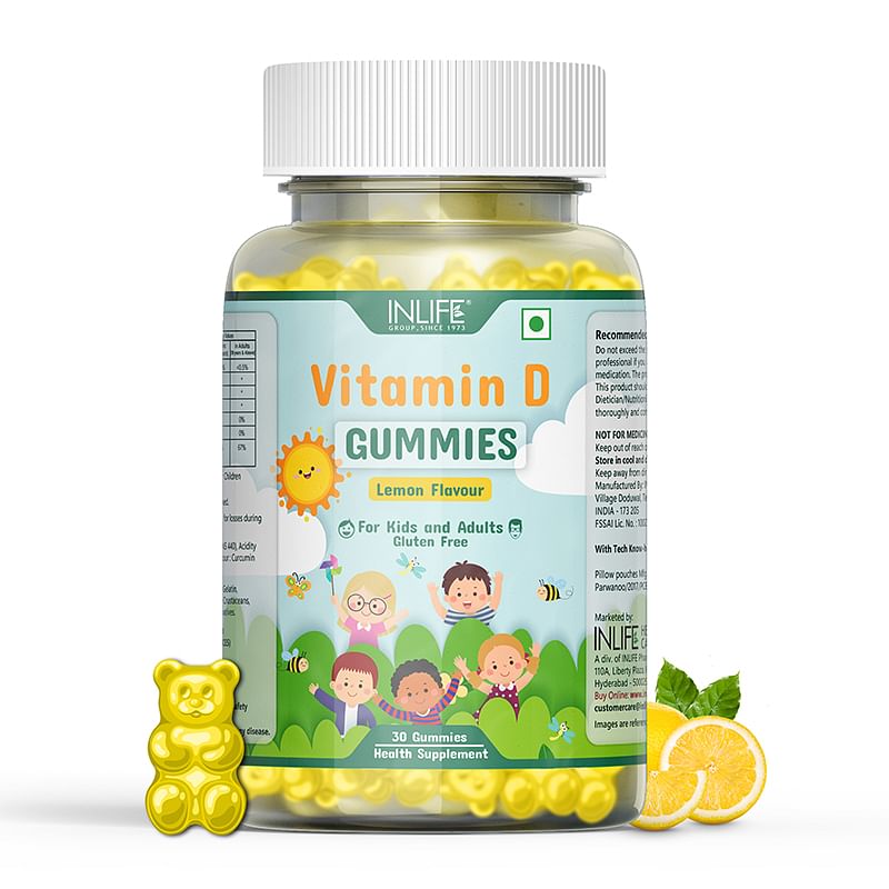 

INLIFE Vitamin D Gummies for Kids Men Women Adults, Daily Supplement for Bone & Muscle Health, Immunity Booster, Gluen Free, Vegan, 400 IU - 30 Lem...