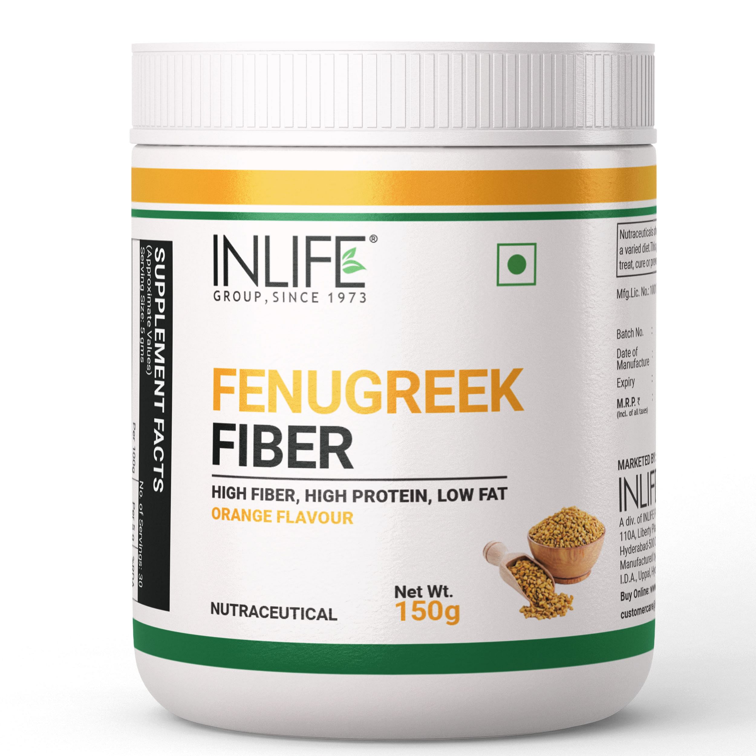 

INLIFE Fenugreek Fibre Powder from Fenugreek Seed Extract for Weight & Sugar Management, Gut & Digestive Health, Daily Health Supplement, High Fibe...