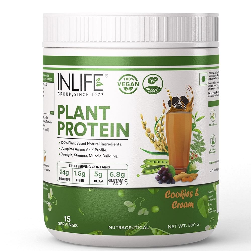 INLIFE Vegan Plant Based Protein Powder 24g Protein (Pea & Brown Rice ...