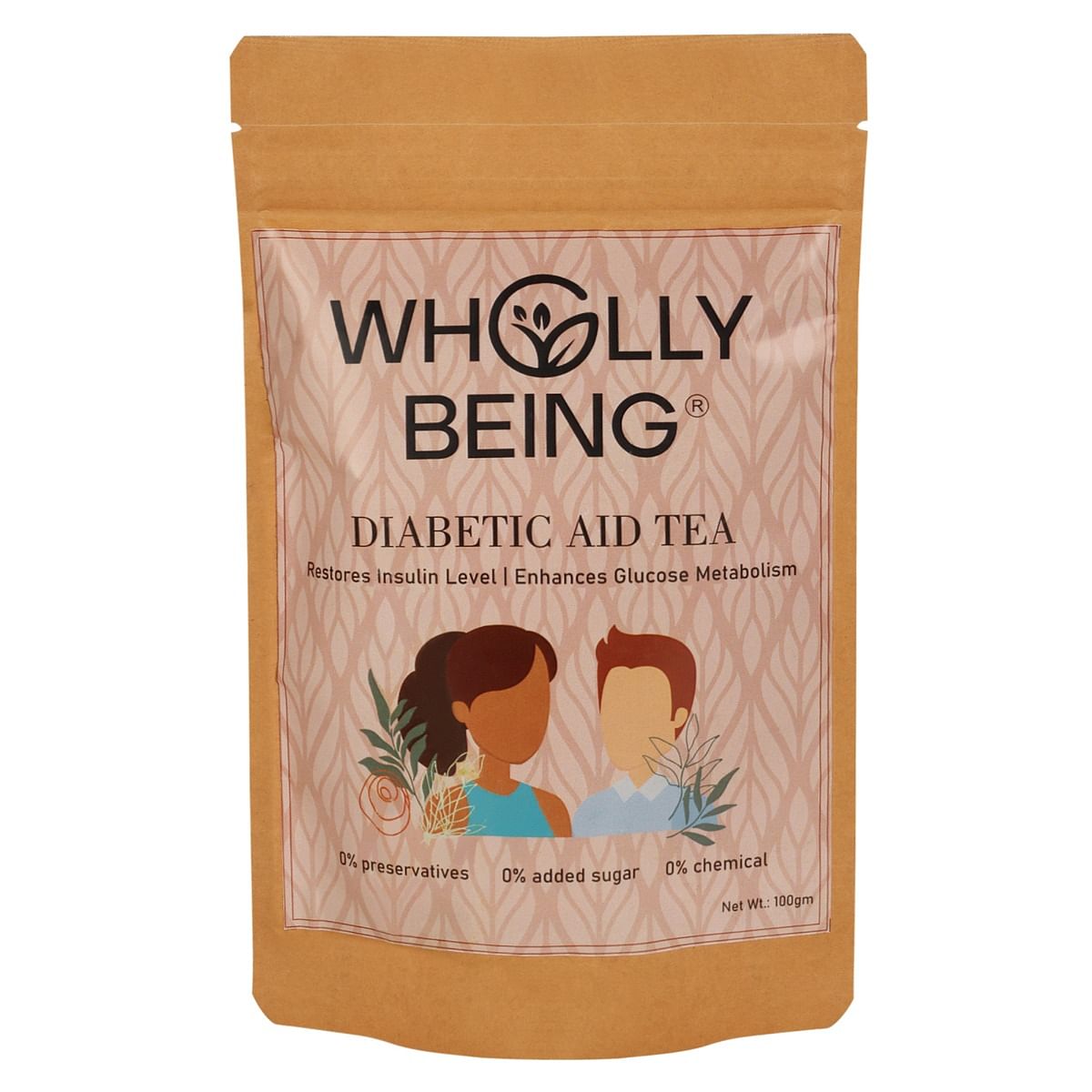 

Wholly Being Diabetic Aid Tea for restoring Insulin level and improving glucose metabolism with Gurmar, Amla, Fenugreek seeds, Ashwagandha etc(100gms)