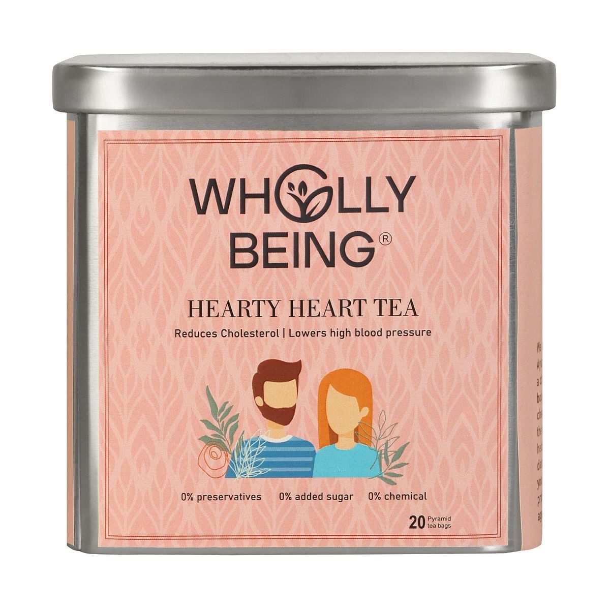 

Wholly Being Hearty Heart Tea for cholestrol reduction & lowering high blood pressure with Arjun bark, Ashwagandha, Tulsi, Cinnamon etc.(20 tea bags)