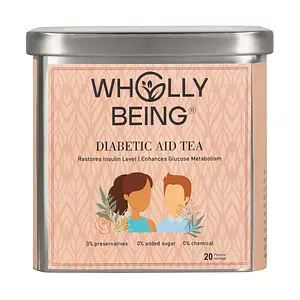 Wholly Being Diabetic Aid Tea for restoring Insulin level and improving glucose metabolism with Gurmar, Amla, Fenugreek seeds, Ashwagandha etc(20 tea bags)