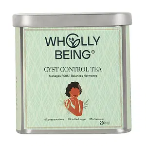 Wholly Being Cyst Control Tea for managing PCOS,regular period,facial hair,acne with Gokshura, Spearmint, Chasteberry, Ashwagandha, Fenugreek seeds etc(20 teabags)