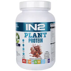 IN2 Plant Protein, 25gm of Vegan Protein, Organic Non-GMO Peas and Brown Rice, Enhanced with 500mg of Omega-3 ALA, 4.65gm of BCAA and 1.3gm of Fibre, Chocolate, 1Kg