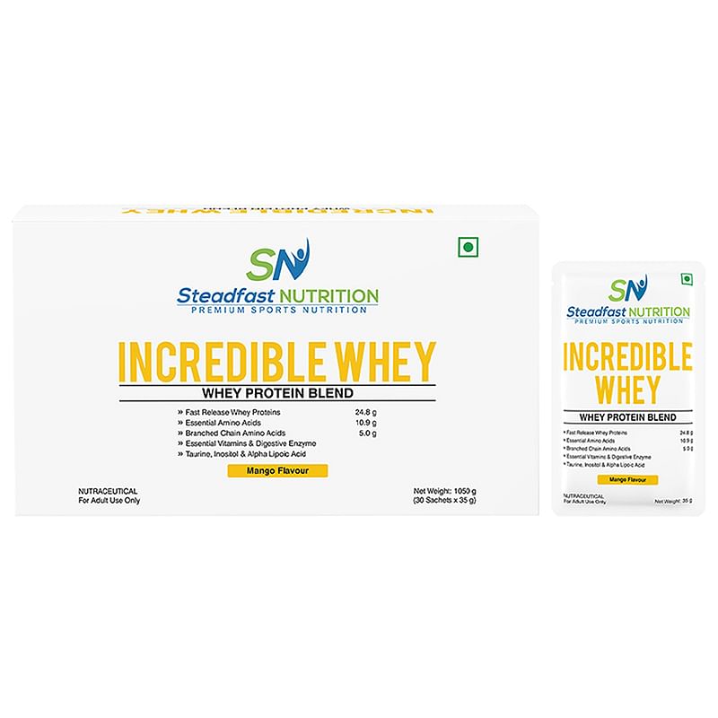 

Steadfast Nutrition Incredible Whey Protein| Isolate and Concentrate Fast release Protein Powder for Men and Women No added preservatives (Mango, P...