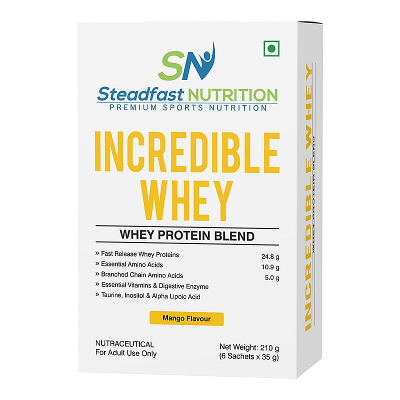 

Steadfast Nutrition Incredible Whey Protein| Isolate and Concentrate Fast release Protein Powder for Men and Women No added preservatives (Mango, P...