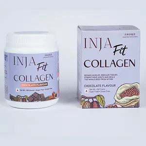 INJA Fit Collagen Chocolate Flavour, Finest Marine Collagen with Vit C & Glucosamine, Japanese Formulation, For Healthy Joints, Muscles, Tissues, Skin & Hair, Sugar Free, Gluten Free, 250 Grams