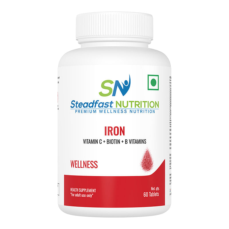 

Steadfast Nutrition Iron | Folic Acid ,Vitamin C and 8 Essential Vitamins / For Iron-deficiency, anaemia, reduce fatigue, boost haemoglobin and boo...