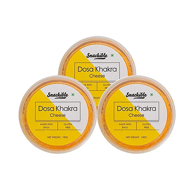 

Snackible Crispy Cheese Dosa Khakhra (Pack of 3) 3x100gm| Healthy | Made with Ragi | High in Protein | Gluten Free | Zero Preservatives