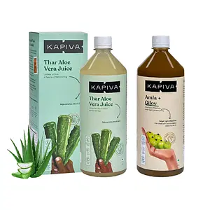 Kapiva Wild Amla Juice 1L + Kapiva Thar Aloe Vera Juice (with Pulp) 1L | Boosts Immunity and Digestion | Rejuvenates Skin and Hair | Immunity Boosters for Adults | No Added Sugar