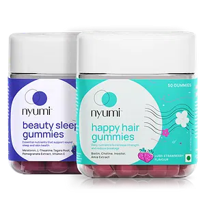 Nyumi Gummies for Hair & Sleep | With High Potency Biotin, Amla, Zinc, Folic Acid, Melatonin, and Tagara Root | For Hair Growth, Reduced Hair Fall, Deep Sleep and Reduced Stress | Pack of 100 Gummies
