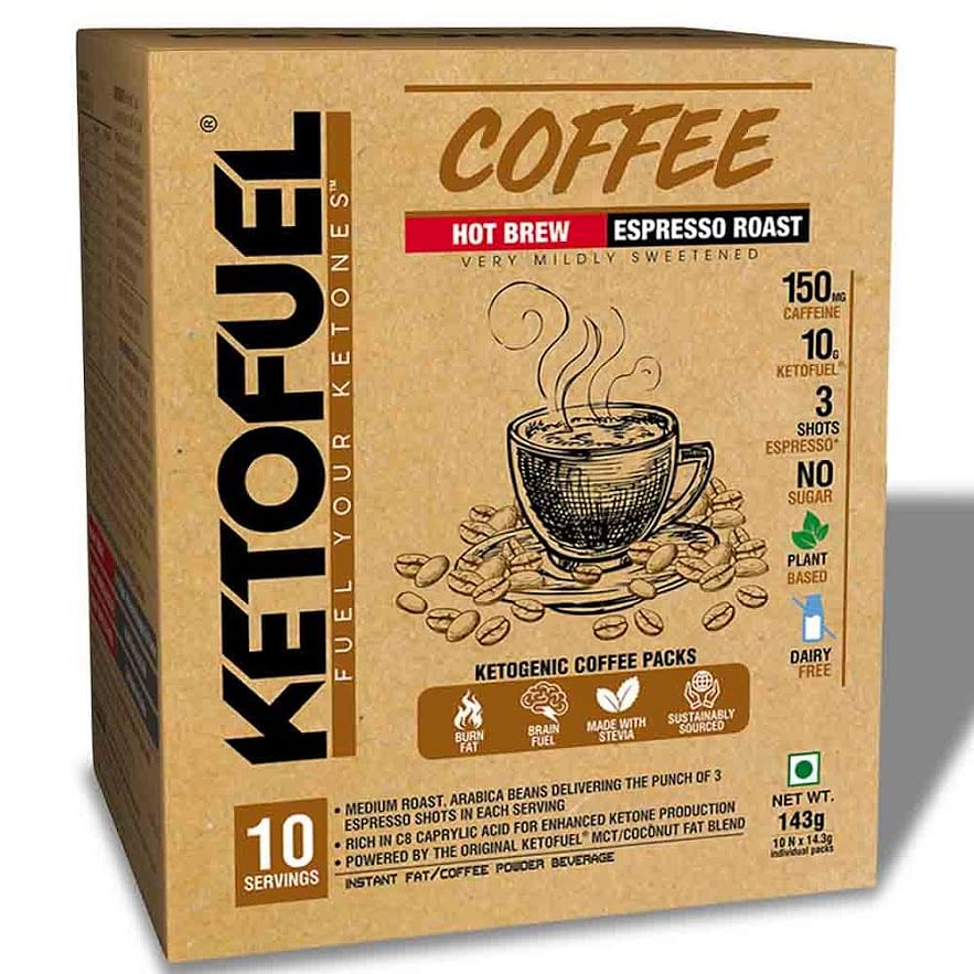 

NEULIFE Ketofuel Hot Brew Coffee (Espresso Roast) Keto MCT Coffee w/Coconut MCT Oil 10 packs