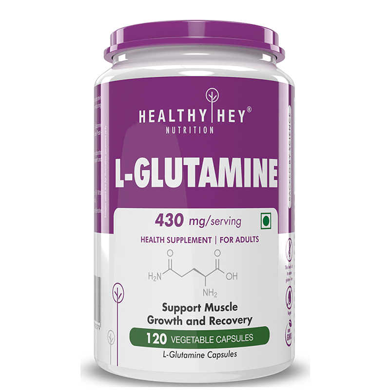 

HealthyHey L-Glutamine Capsules High Strength- 430mg - 120 Capsules