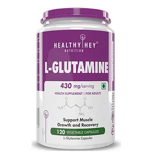 HealthyHey L-Glutamine Capsules High Strength- 430mg - 120 Capsules