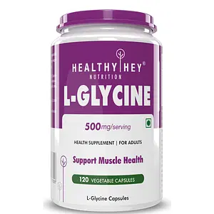 HealthyHey Nutrition L- Glycine - 500 mg - Support Brain and Sleep Health - 120 Veg. Capsules (120)