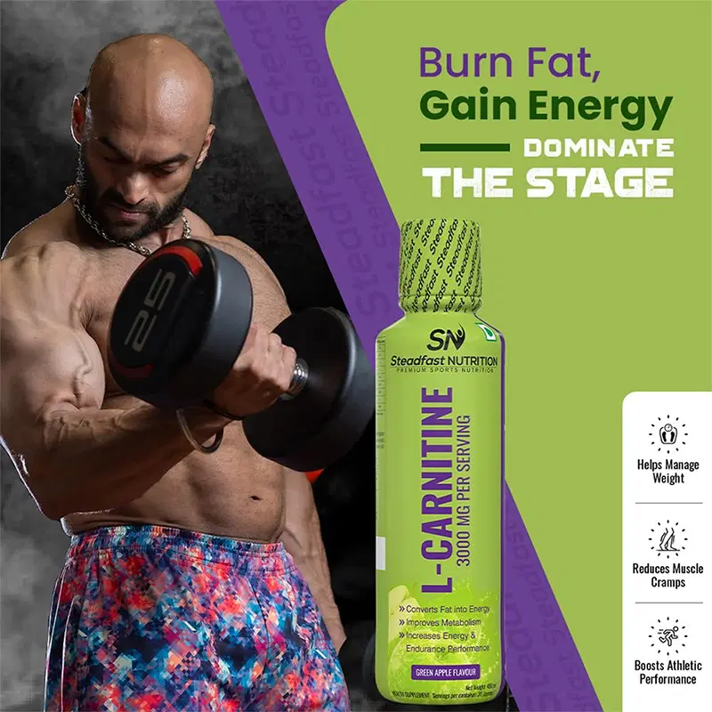 Steadfast Nutrition L-Carnitine 3000mg Liquid Supplement with Vitamin B5, Boosts Performance & Endurance, Aids Muscle Recovery, Supports Weight Loss & Metabolism,450ml(Green Apple Flavour) Steadfast Nutrition L-Carnitine 3000mg Liquid Supplement with Vitamin B5, Boosts Performance & Endurance, Aids Muscle Recovery, Supports Weight Loss & Metabolism,450ml(Green Apple Flavour)