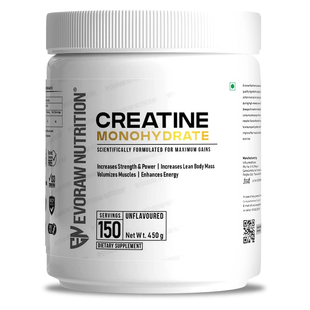 

Evoraw Nutrition Creatine Mono (Unflavoured, 150 Servings) Formulated for Maximum Gains, 450g