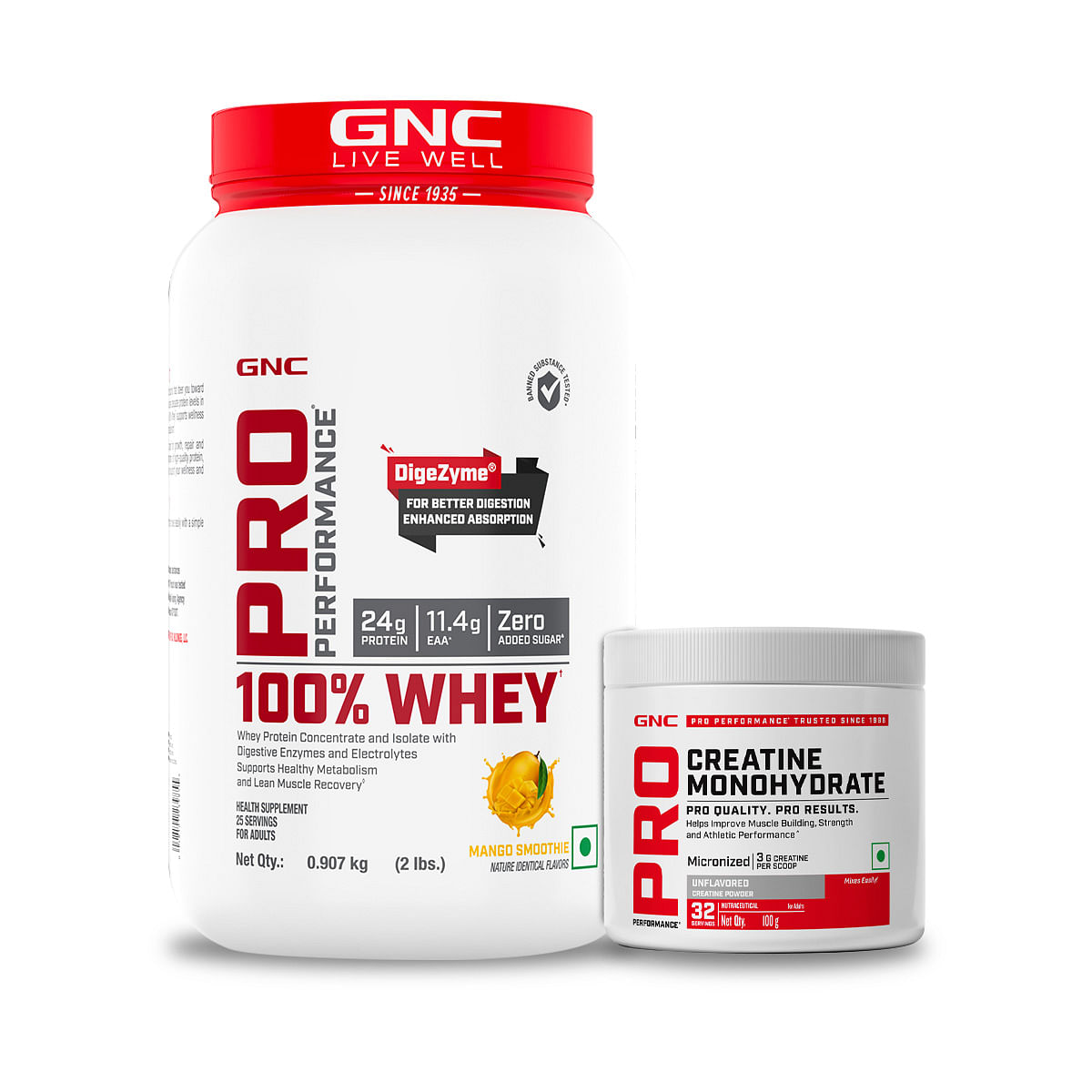 

GNC Pro Performance 100% Whey Mango + Creatine Monohydrate Combo - Builds Lean Muscles | Promotes Faster Recovery | Boosts Athletic Performance | H...