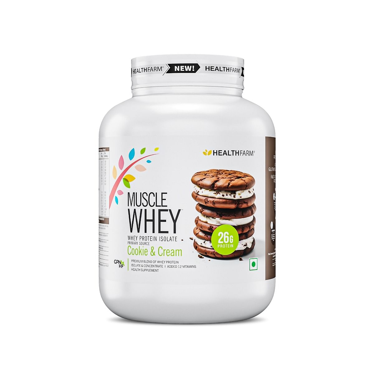 

Healthfarm Muscle Whey protein (Cookies and Cream, 2kg)