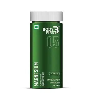 Body First Aquamin Magnesium - Supports Energy & Enzyme Production, Bone Health, Muscle Soreness & Cramps, Relax Calm Sleep & Recovery, Anti Stress & Anxiety Relief, 60 Veg Tablets