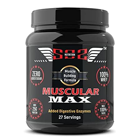 

SOS Nutrition Muscular Max Men Whey Protein Powder (25g Protein, Double Rich Chocolate, Digestive Enzyme, Added Vitamins & Minerals)