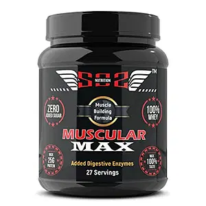 SOS Nutrition Muscular Max Men Whey Protein Powder (25g Protein, Double Rich Chocolate, Digestive Enzyme, Added Vitamins & Minerals)