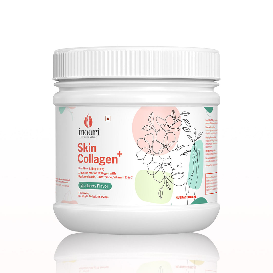 

Inaari Skin Collagen Plus Powder 200gm | Blueberry Flavour | 25 Serving | Glutathione | Vitamin C & E | Glowing Skin