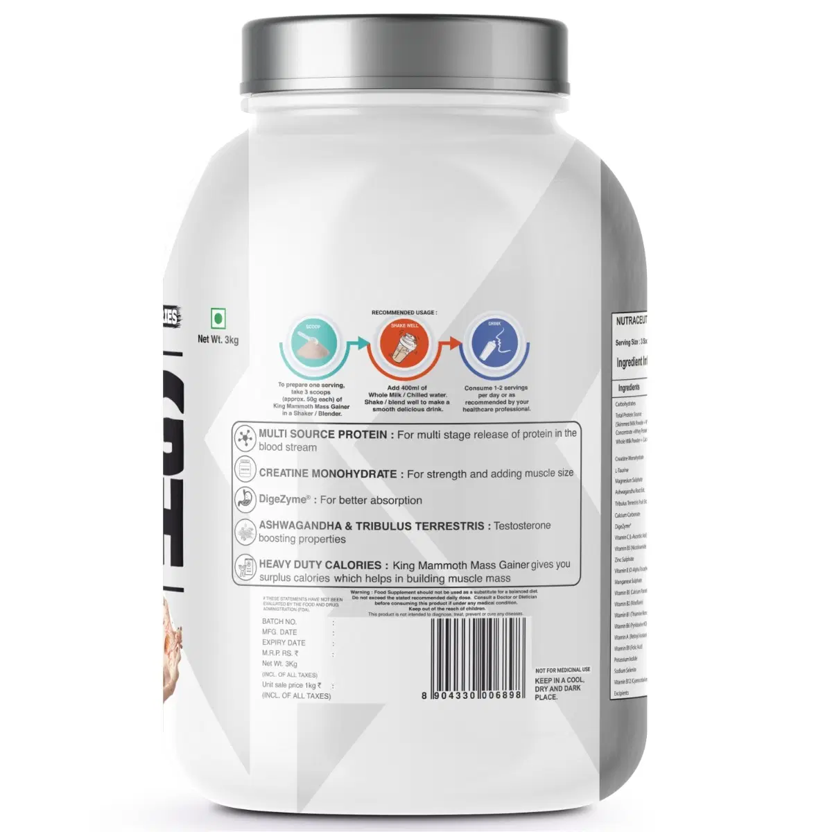 Bigflex King Mammoth Mass Gainer 3kg High Protein And High Calorie