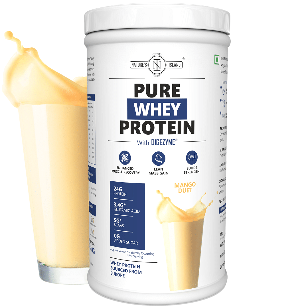 

Natures Island Pure Whey Protein With Digezyme ® |European Whey, High Absorption, No Sugar, No Sucralose, No Thickener, No Protein Spiking | 24G Pr...