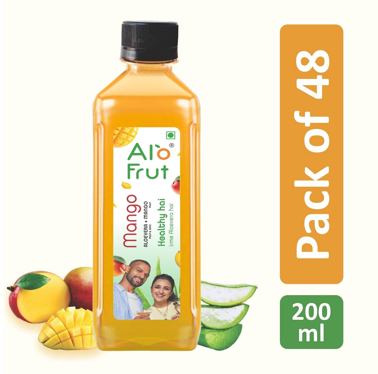 

Alo frut Mango Fruit Drink with Tasty Aloevera Chunks & Juice - 200ml (Pack of 48) | Goodness of Mango and Aloevera Chunks| Ready-to-Serve Fruit Ju...