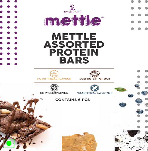 

Getmymettle Assorted Protein Bars 60g*6pc(2xPeanut butter ,2xCookie and Cream,1xChoco brownie,1x Blueberry muffin 360g
