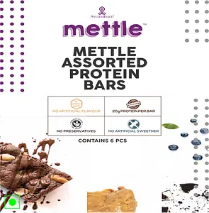 Getmymettle Assorted Protein Bars 60g*6pc(2xPeanut butter ,2xCookie and Cream,1xChoco brownie,1x Blueberry muffin 360g