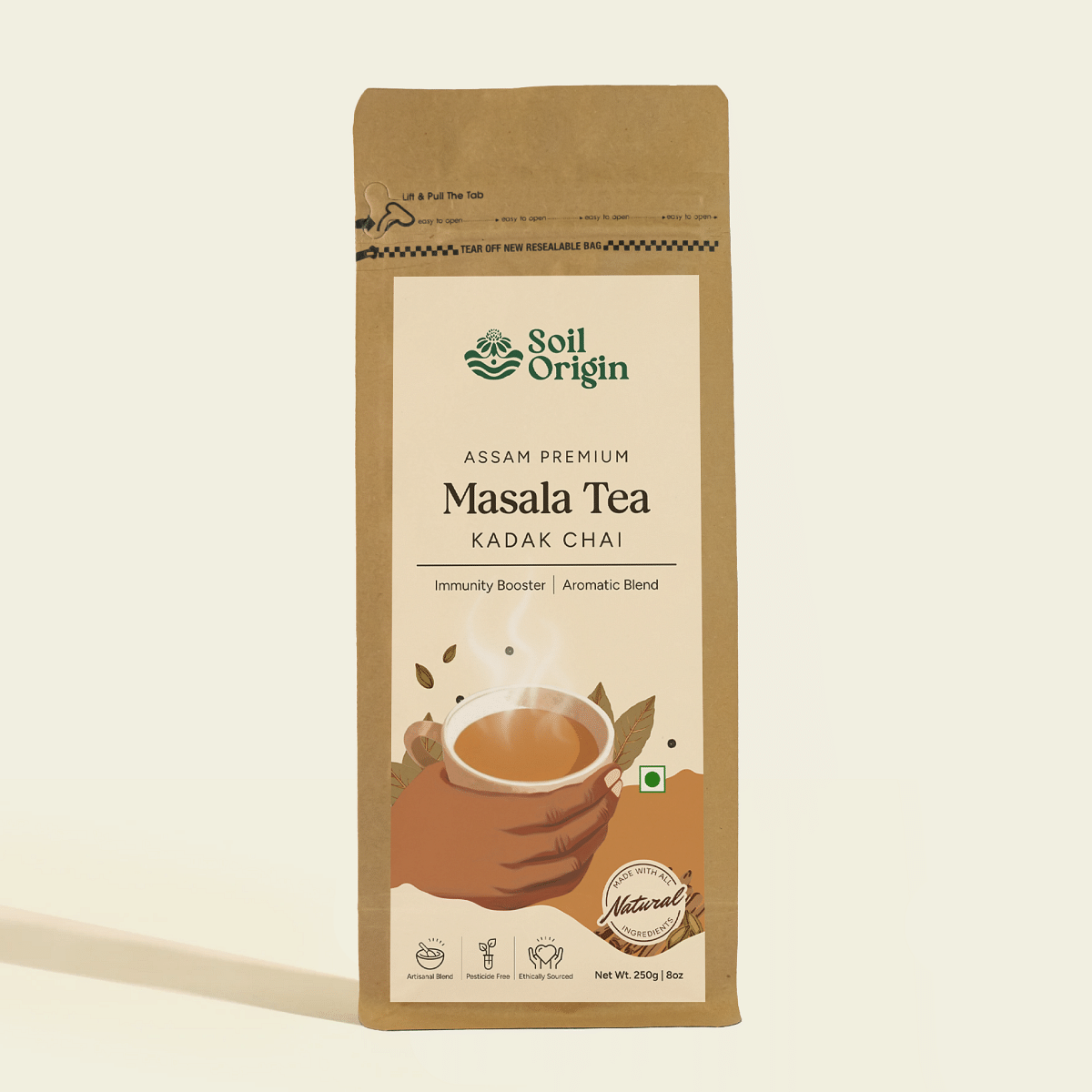 

Soil Origin Assam Masala Tea | Kadak Chai | Immunity Booster | 7 Spice Blend - 250 Gm