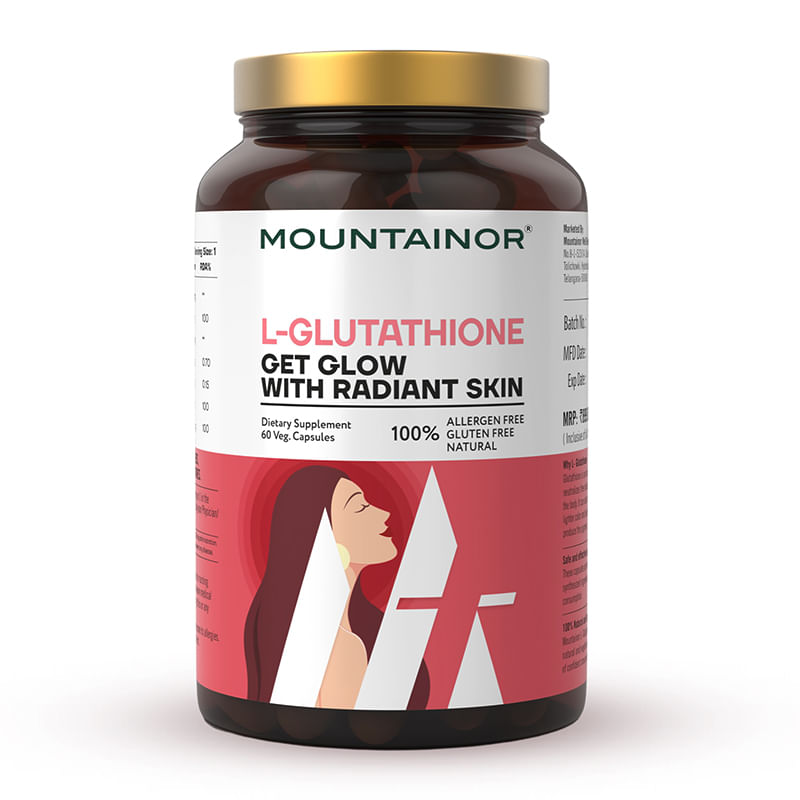 

MOUNTAINOR Natural L Glutathione for Brightening & Radiant Skin (60 Veg Caps) for Men & Women.