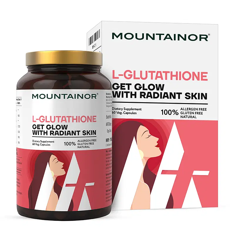MOUNTAINOR Natural L Glutathione for Brightening & Radiant Skin (60 Veg  Caps) for Men & Women.