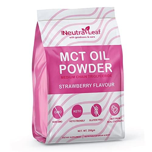 

NeutraLeaf MCT Oil Powder for Keto Friendly Diet which Acts as Fuel for Brain & Body 250g - Strawberry