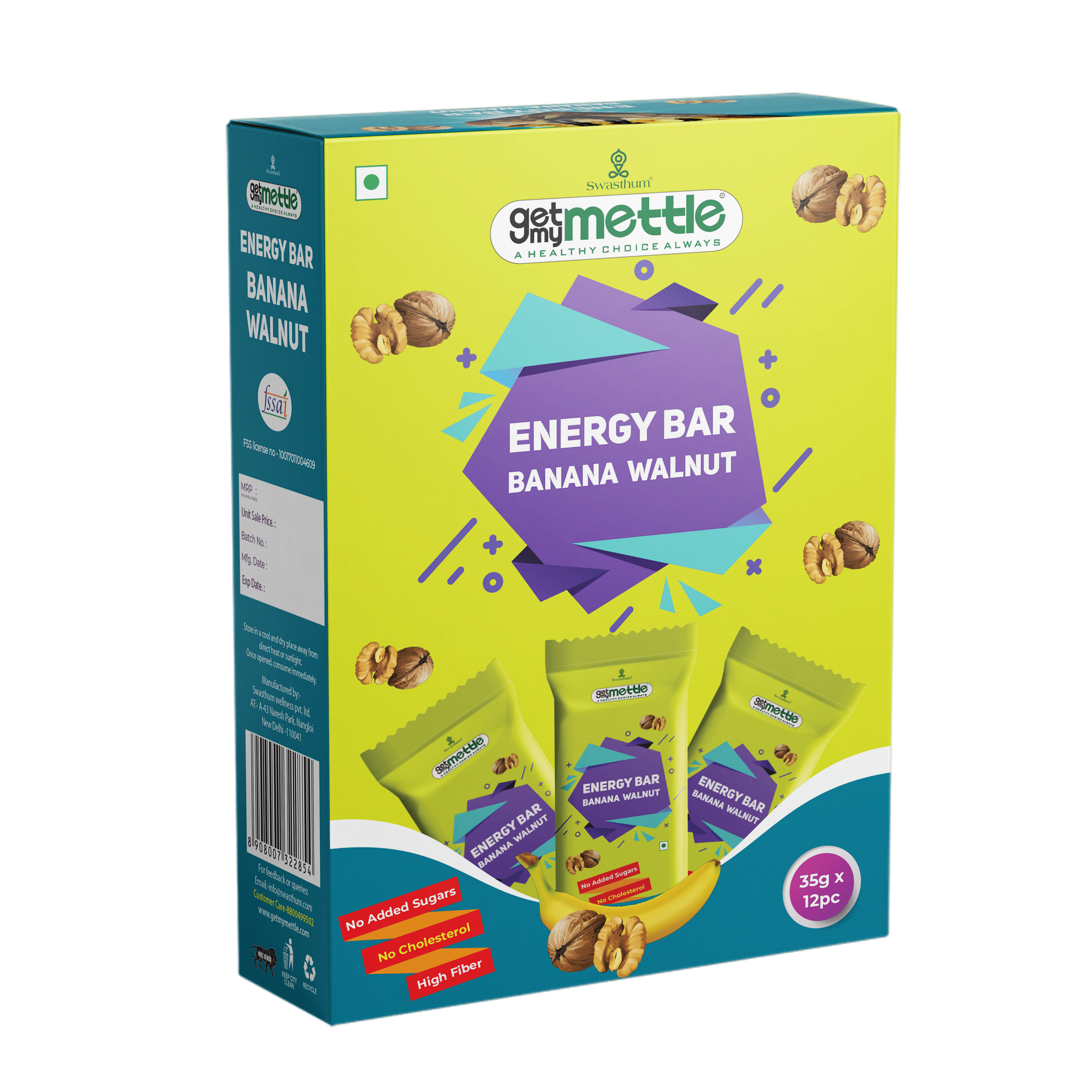 

Getmymettle Energy Bar 35g Pack of 12pc Banana Walnut 420g