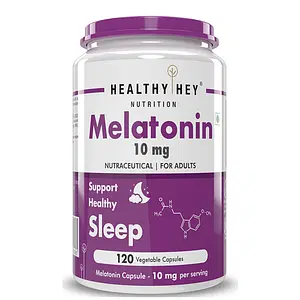 HealthyHey Nutrition Melatonin 10mg, 120 vegetable capsules - Promotes Relaxation (10mg)