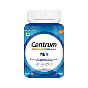 Centrum Men, with Grape seed extract, Vitamin C & 22 vital Nutrients for Overall Health, Strong Muscles & Immunity (Veg) |World's No.1 Multivitamin