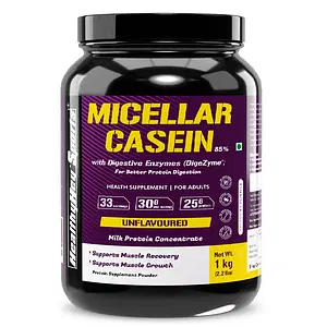HealthyHey Sports Pure Micellar Casein Protein Powder- Unflavoured (1kg) (Unflavoured)