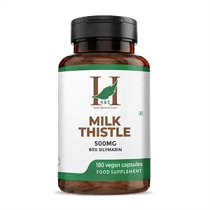 H&C Milk Thistle 500mg High Strength with 80% Silymarin (400mg per Capsule) | 180 Veg. Capsules