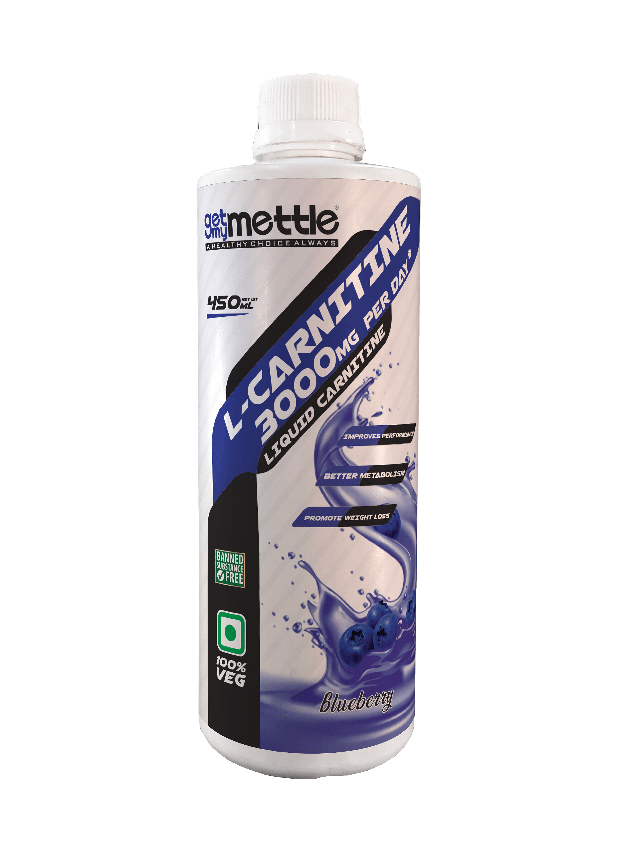 

Getmymettle L-Carnitine 3000mg Per Day Liquid Blueberry 450ml