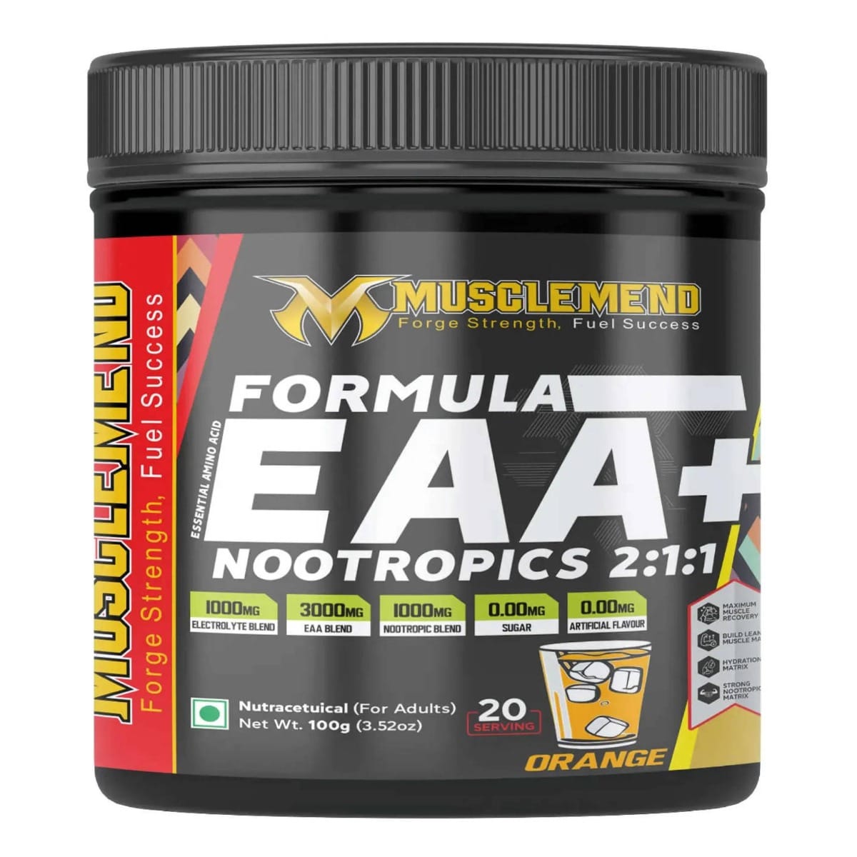 

MUSCLEMEND FORMULA EAA+NOOTROPICS | EAAs+BCAAs POWDER (Orange) 100g