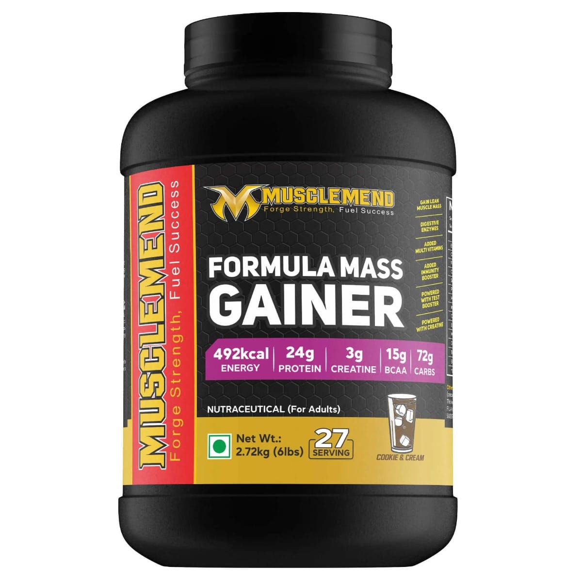

MuscleMend Formula MASS GAINER – Protein and Carbohydrate Supplement (Cookies & Cream) 2.7kg