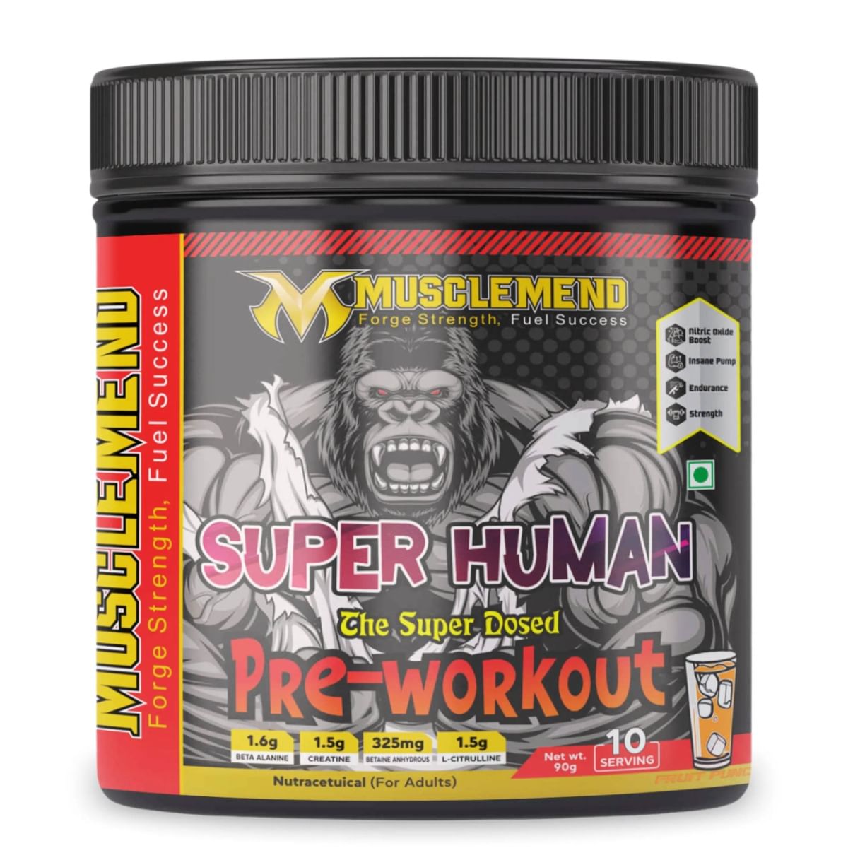 

MUSCLEMEND PRE WORKOUT – High-Potency Formula (Fruit Punch) 90g