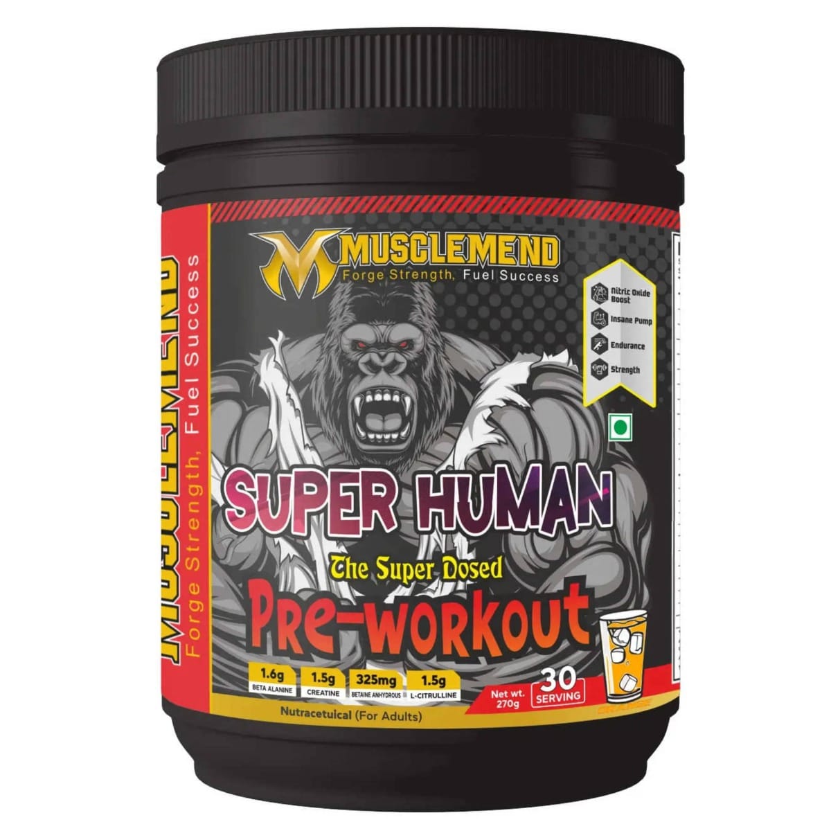

MUSCLEMEND PRE WORKOUT – High-Potency Formula (Orange) 270g