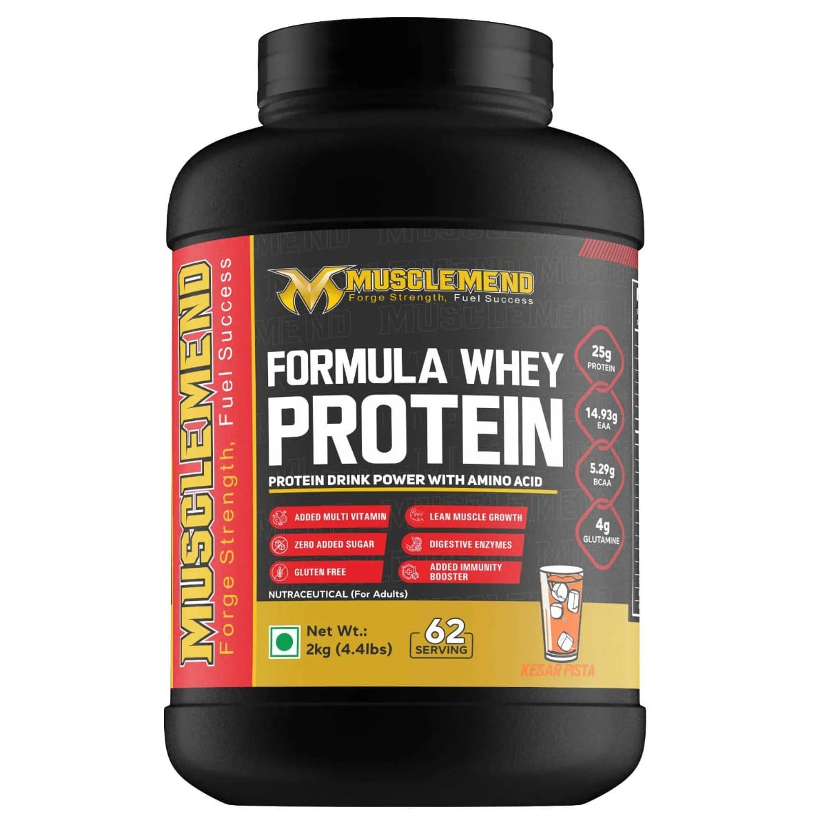 

MUSCLEMEND FORMULA WHEY PROTEIN | High Protein Powder (Kesar & Pista) 2kg