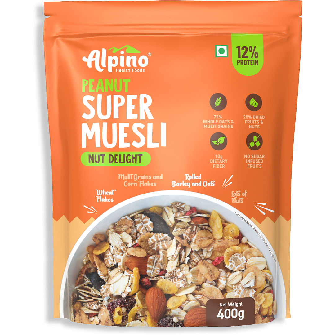 

Alpino Super Muesli Nut Delight 400 G | 20% Dried Fruits & Nuts | 69% Whole Grain Breakfast Cereal | High in Iron | Source of Fibre | Finest Nuts &...